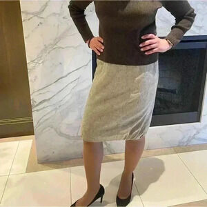 BNWT Escada brown tweed knee length skirt sz 38